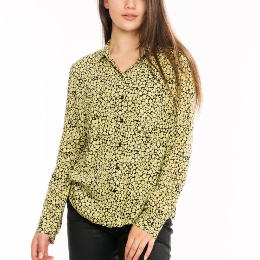 Samsoe Samsoe Yellow Buttercup Milly Aop 7201 Long Sleeve Blouse Size XS